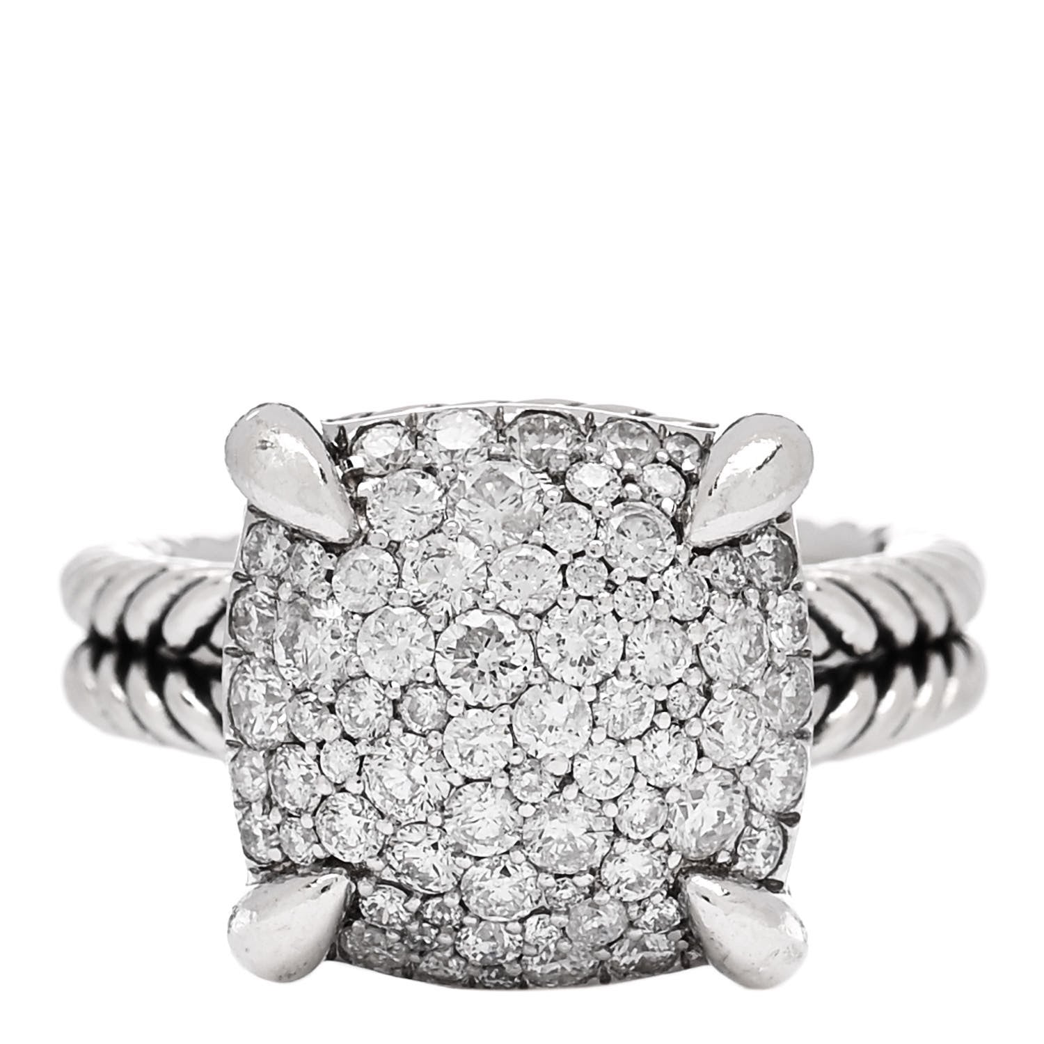David Yurman Sterling Silver Diamond 14mm Chatelaine Pave Ring 54 7 1 of 5