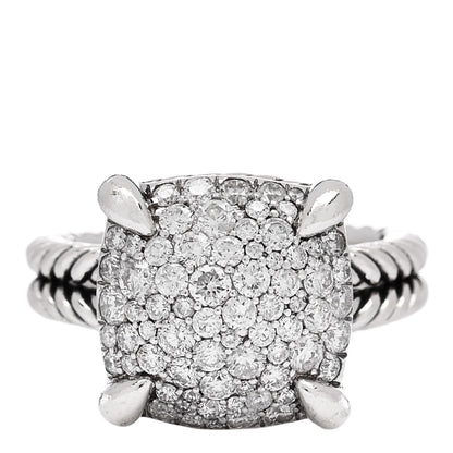 David Yurman Sterling Silver Diamond 14mm Chatelaine Pave Ring 54 7 1 of 5
