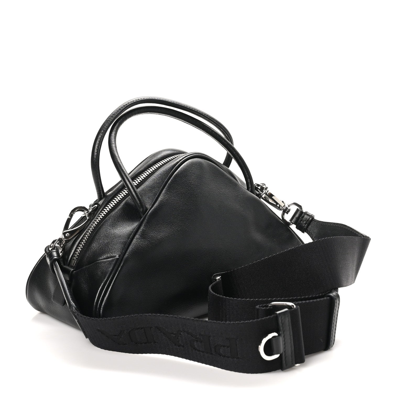 Prada Grace Lux Triangle Top Handle Shoulder Bag Black 2 of 9