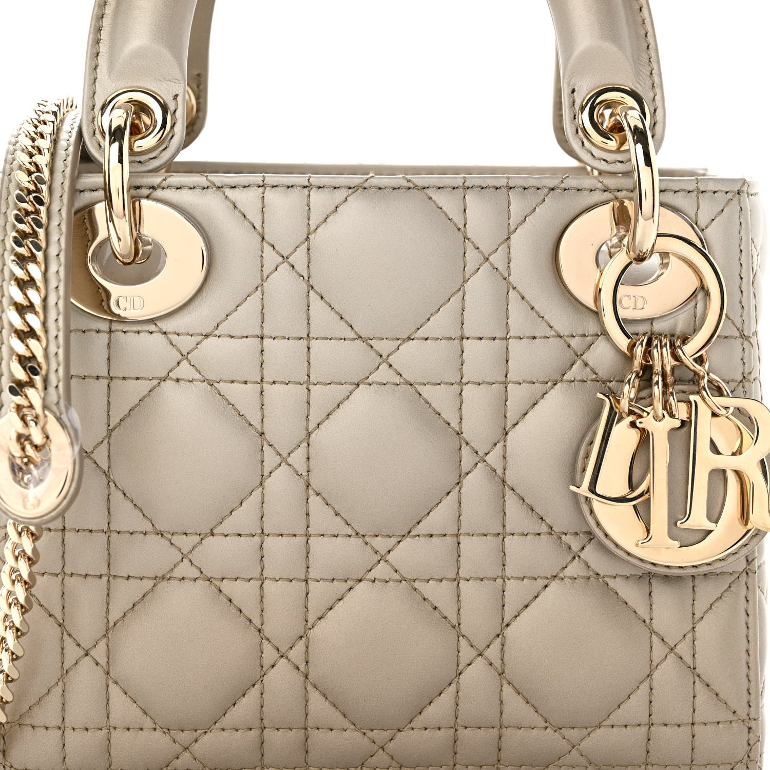 Christian Dior Metallic Lambskin Cannage Mini Lady Dior Gold 7 of 10