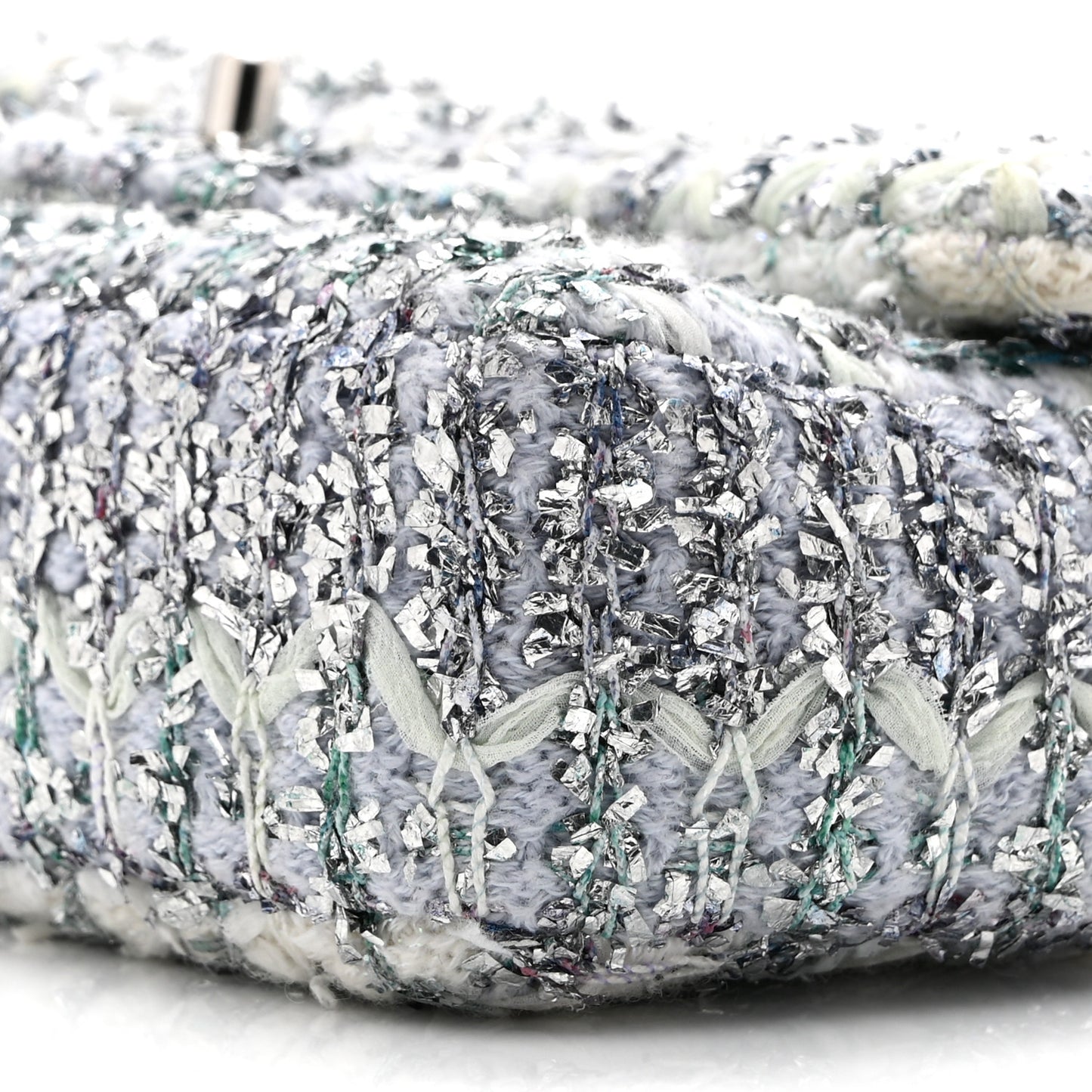 Glittered Tweed Quilted Mini Rectangular Flap Light Blue