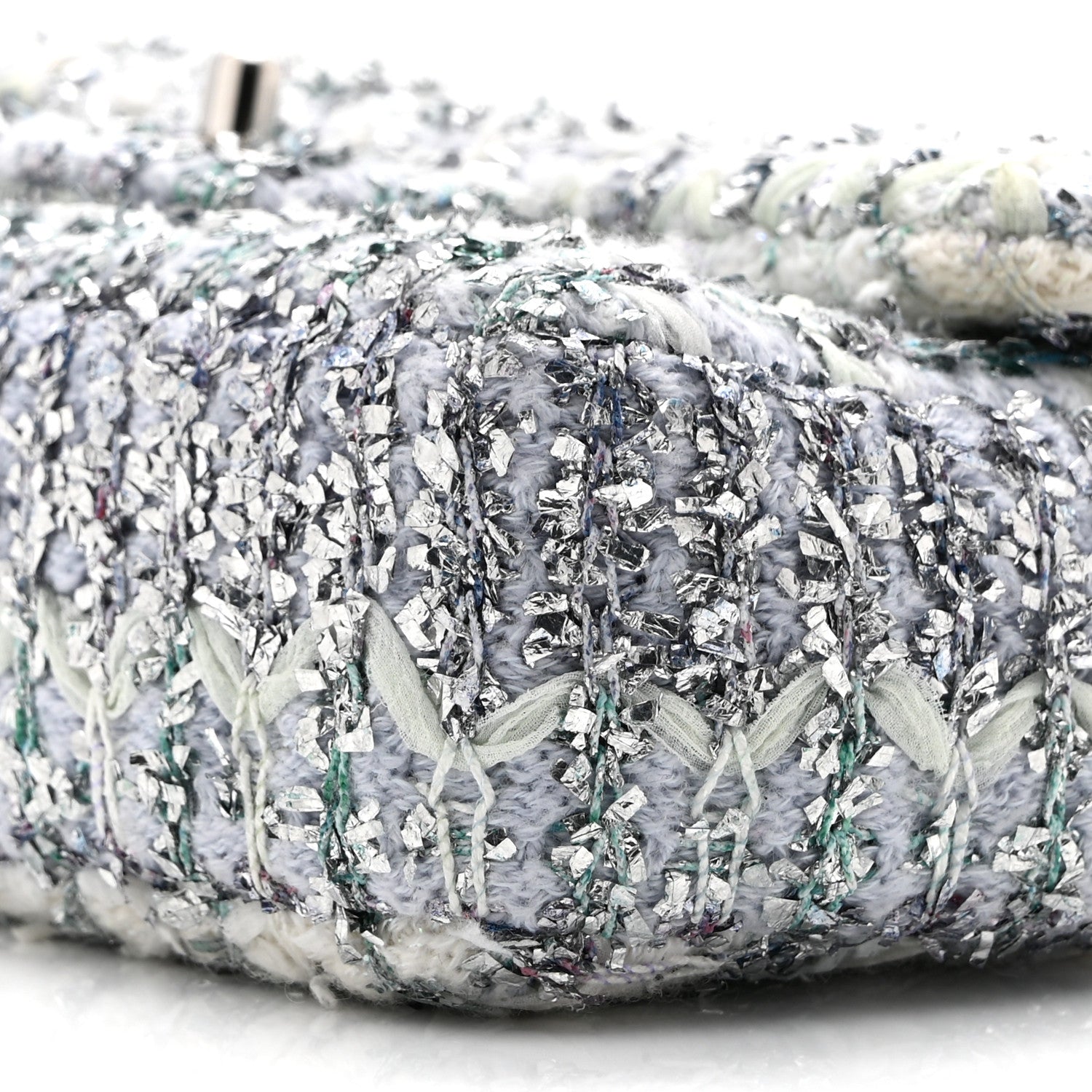 Chanel Glittered Tweed Quilted Mini Rectangular Flap Light Blue 10 of 10