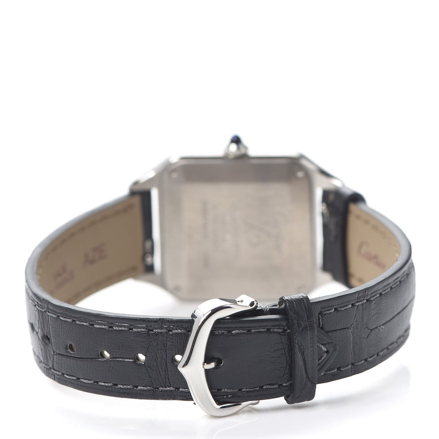 Stainless Steel Alligator 27.5mm Santos Dumont Quartz Watch Grey