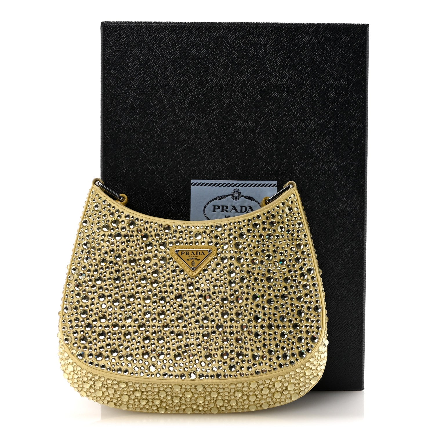 Prada Satin Crystal Cleo Adjustable Strap Shoulder Bag Ananas 9 of 9