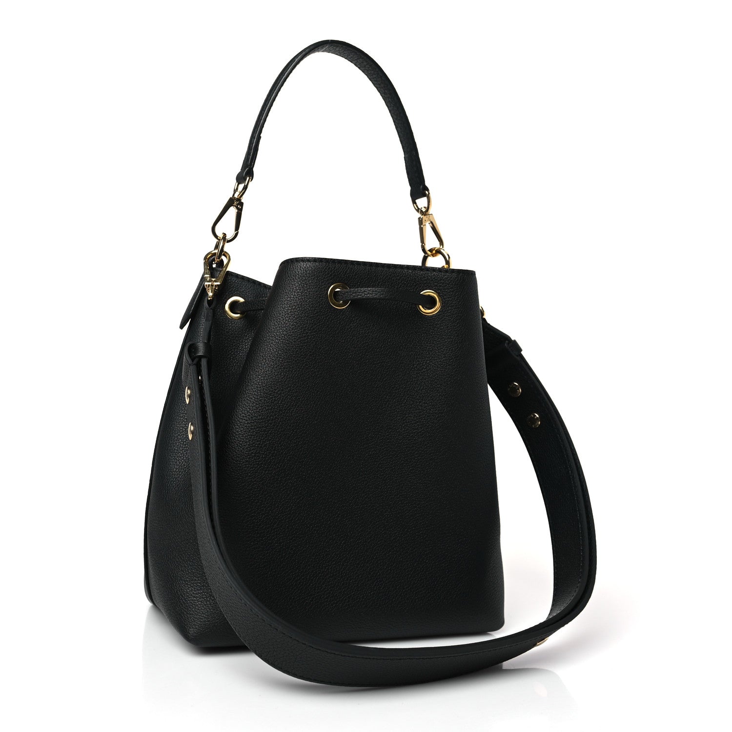 Louis Vuitton Calfskin Lockme Bucket MM Black 3 of 8