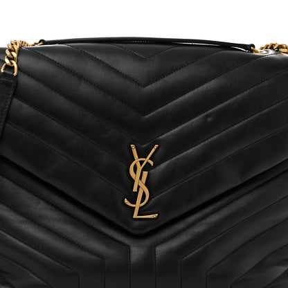 Saint Laurent Calfskin Y Quilted Monogram Large Loulou Chain Satchel Black 9 of 13