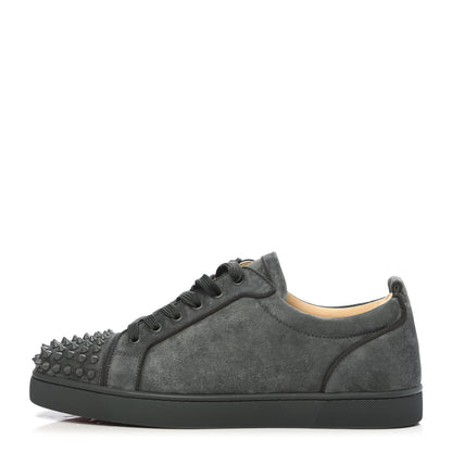 Christian Louboutin Veau Velours Mens Louis Junior Spikes Flat Sneakers 44 Grey 1 of 8