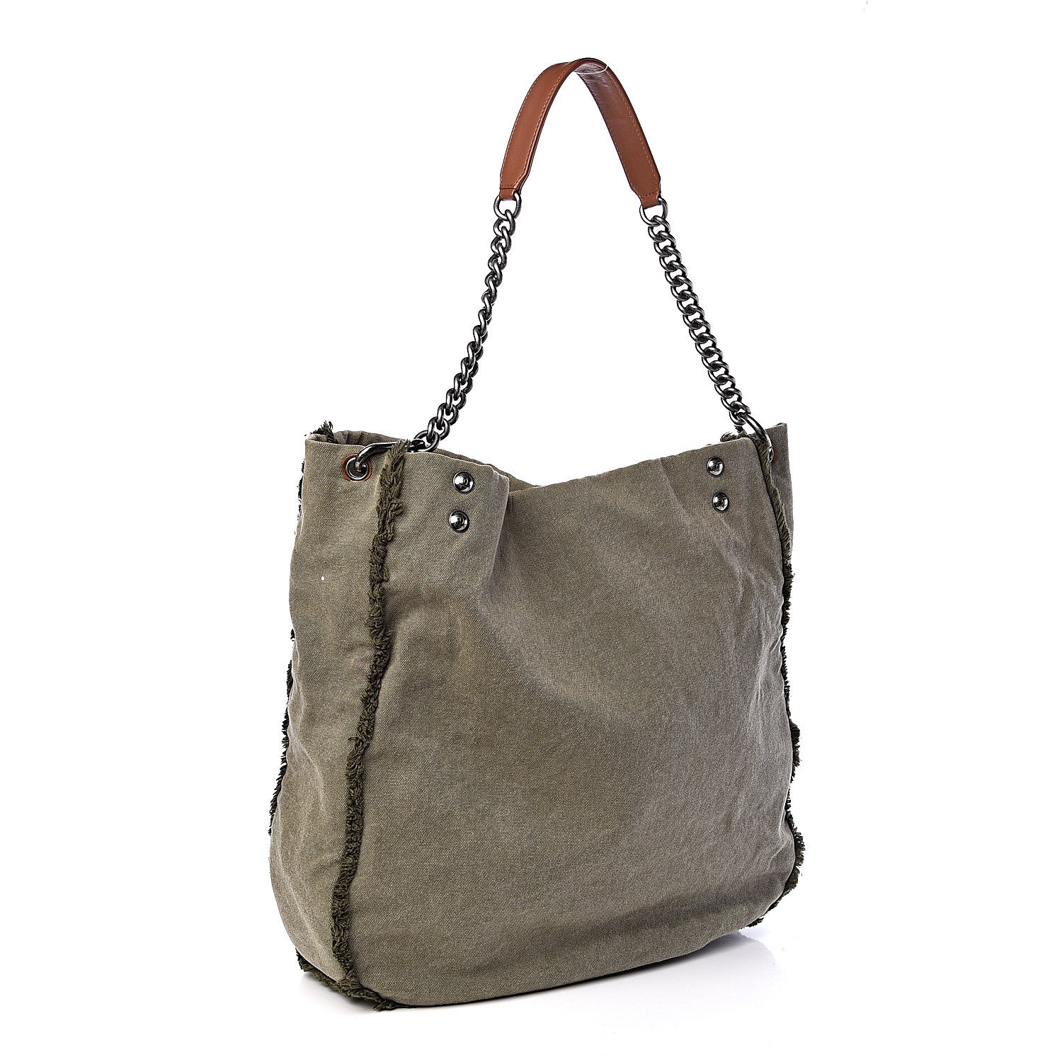 Chanel Canvas Sequins Cubano Trip Hobo Khaki 3 of 12