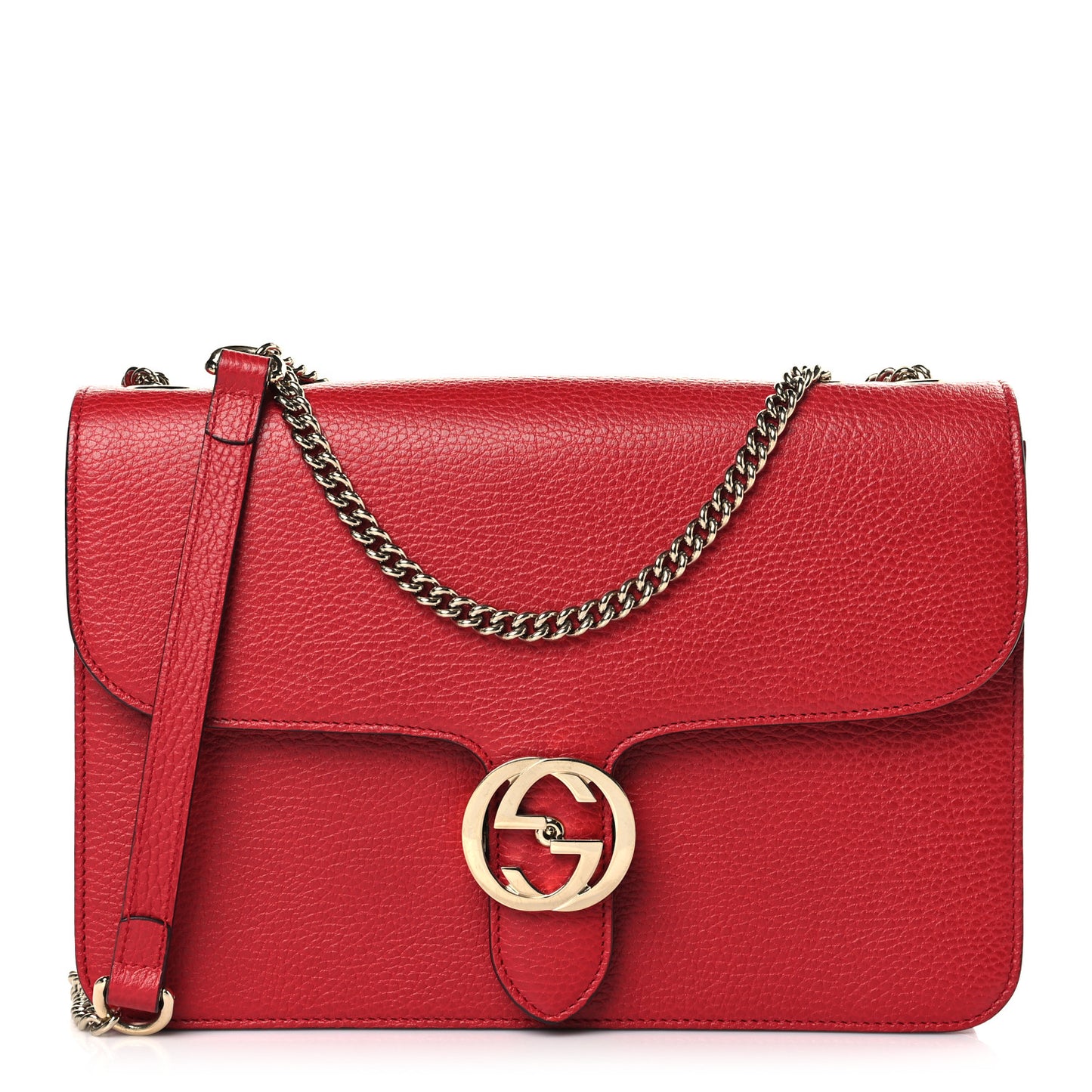 Dollar Calfskin Interlocking G Shoulder Bag Red