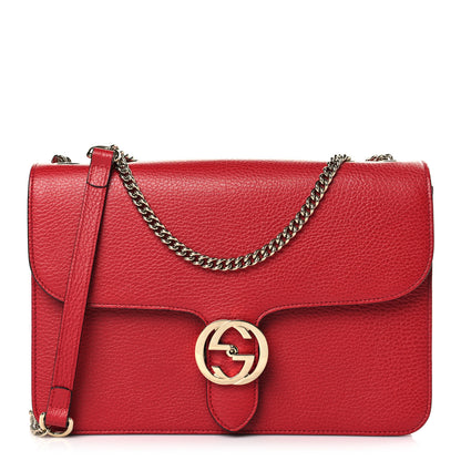Gucci Dollar Calfskin Interlocking G Shoulder Bag Red 2 of 9