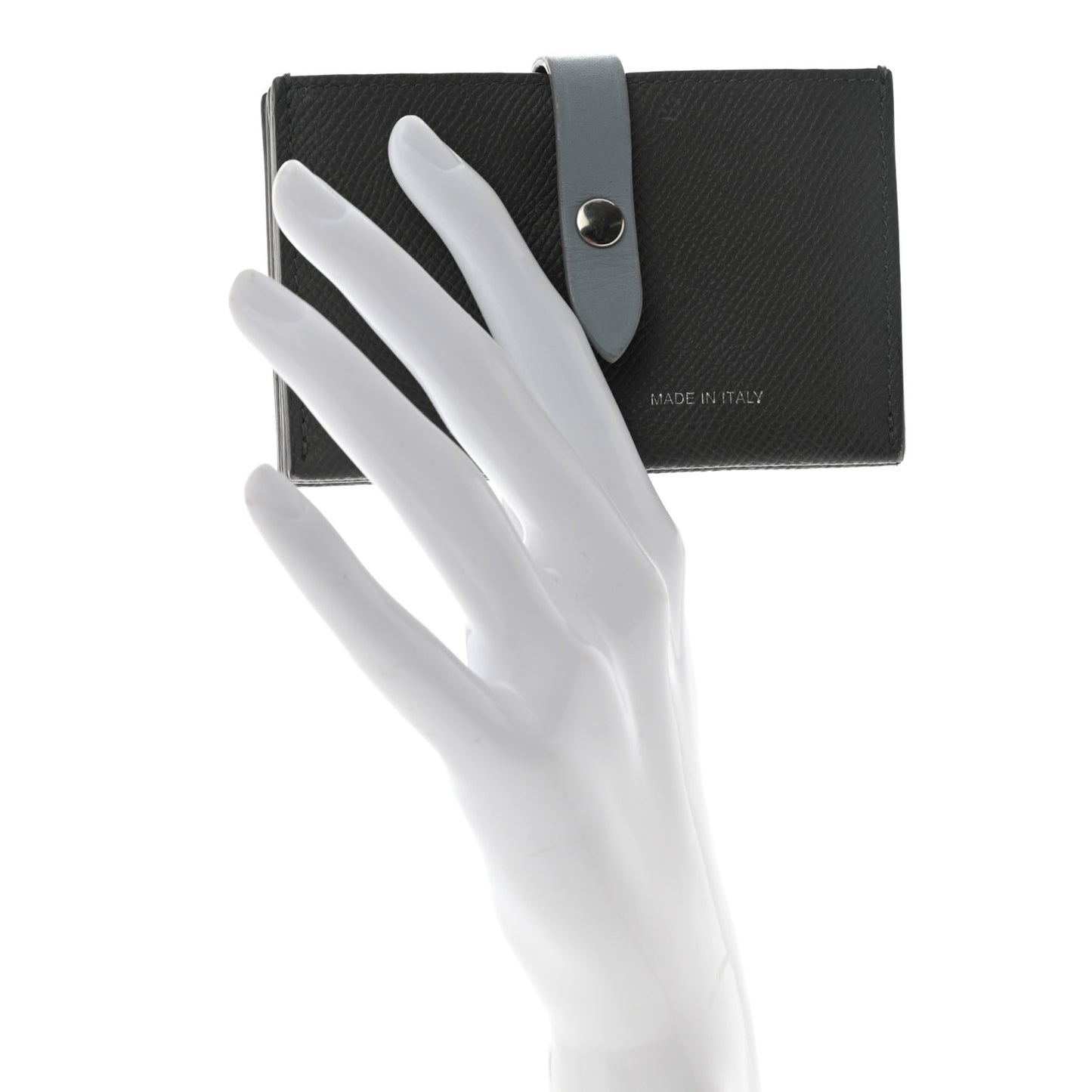 Grained Shiny Calfskin Accordion Card Holder Grey