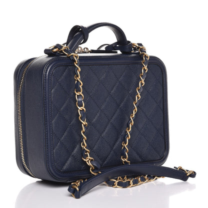 Chanel Caviar Quilted Medium CC Filigree Vanity Case Navy 3 of 8