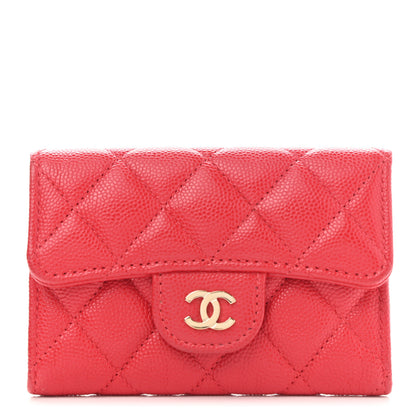 Chanel Caviar Quilted Flap Card Holder Wallet Red 1 of 9