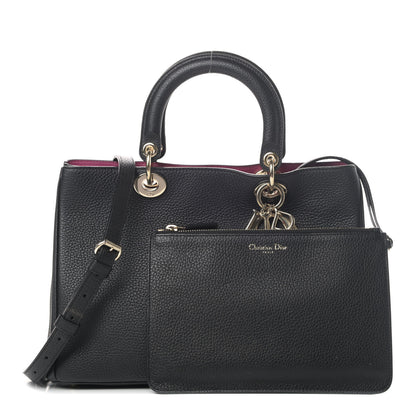 Christian Dior Bullcalf Medium Diorissimo Tote Black Rose Indien 1 of 5