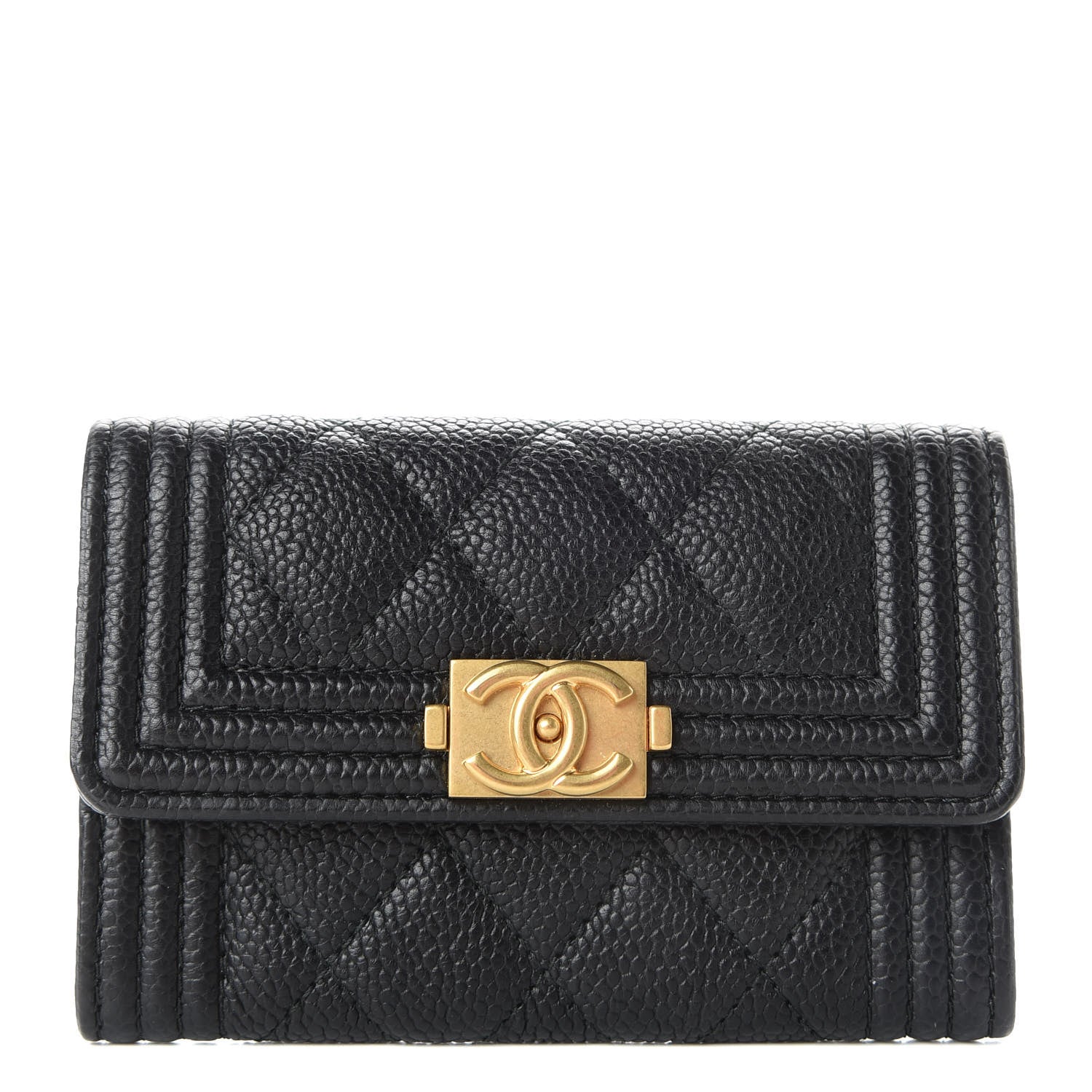 Chanel Caviar Quilted Boy Flap Card Holder Black 1 of 9