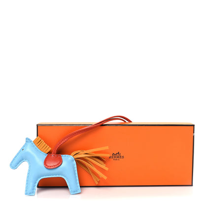Hermes Milo Lambskin Grigri Rodeo Horse Bag Charm PM Celeste Naturel Bouton D'Or Cornaline 4 of 4
