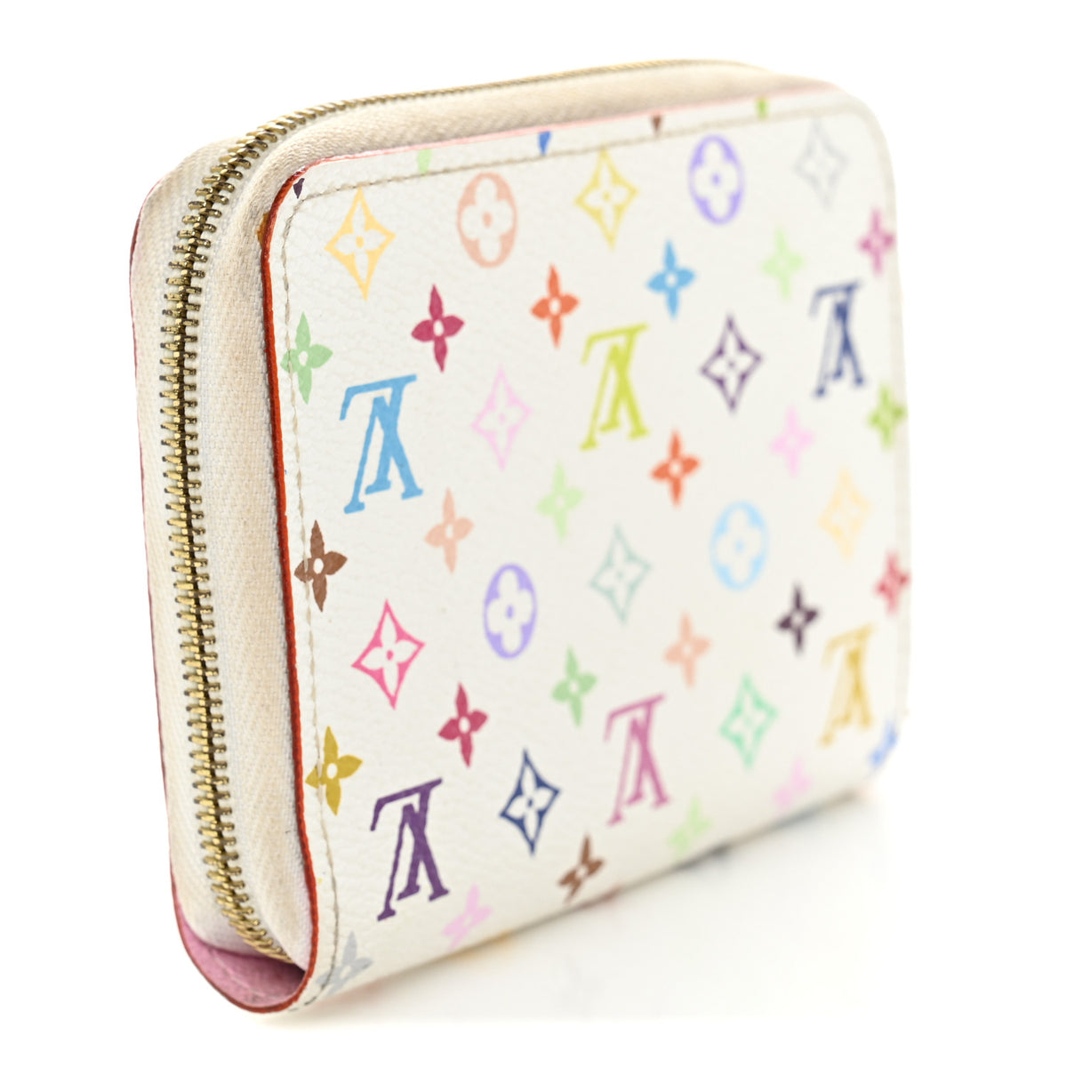 Louis Vuitton Monogram Multicolor Zippy Coin Purse Wallet White Litchi 3 of 9