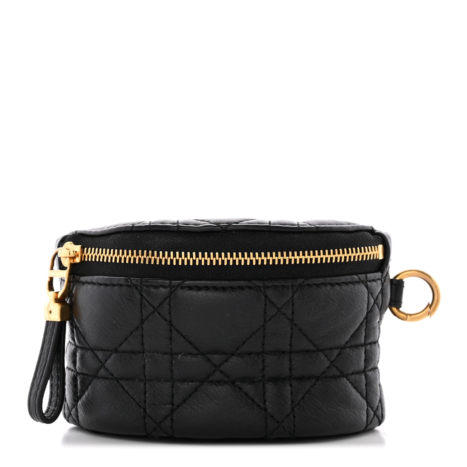 Christian Dior Supple Calfskin Cannage Caro Half-Moon Coin Purse Black 1 of 10