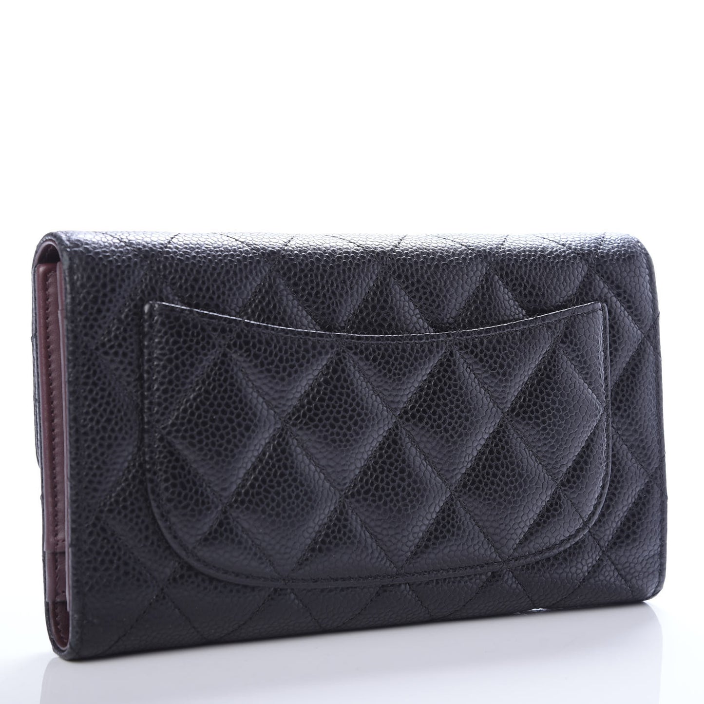 Caviar Quilted Large Flap Wallet Black