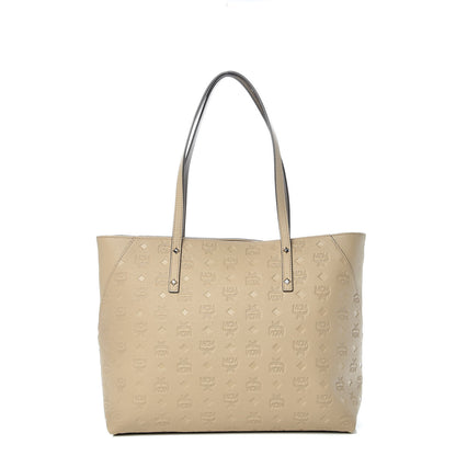 MCM Calfskin Ottomar Monogram Medium Klara Top Zip Tote New Beige 1 of 9