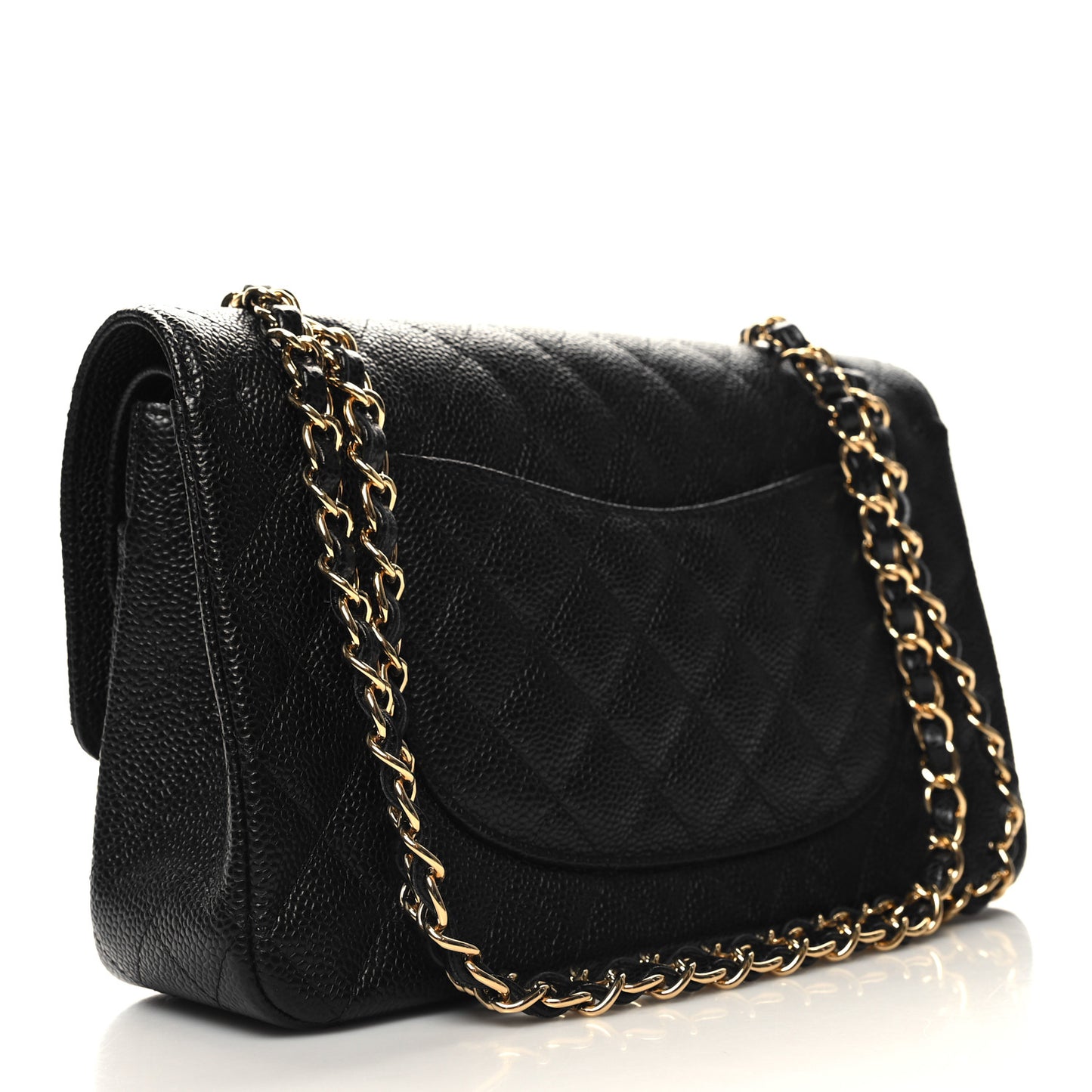 Caviar Quilted Medium Double Flap Black