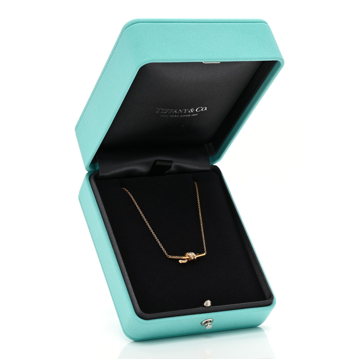 Tiffany 18K Yellow Gold Diamond Small Knot Necklace 1875182