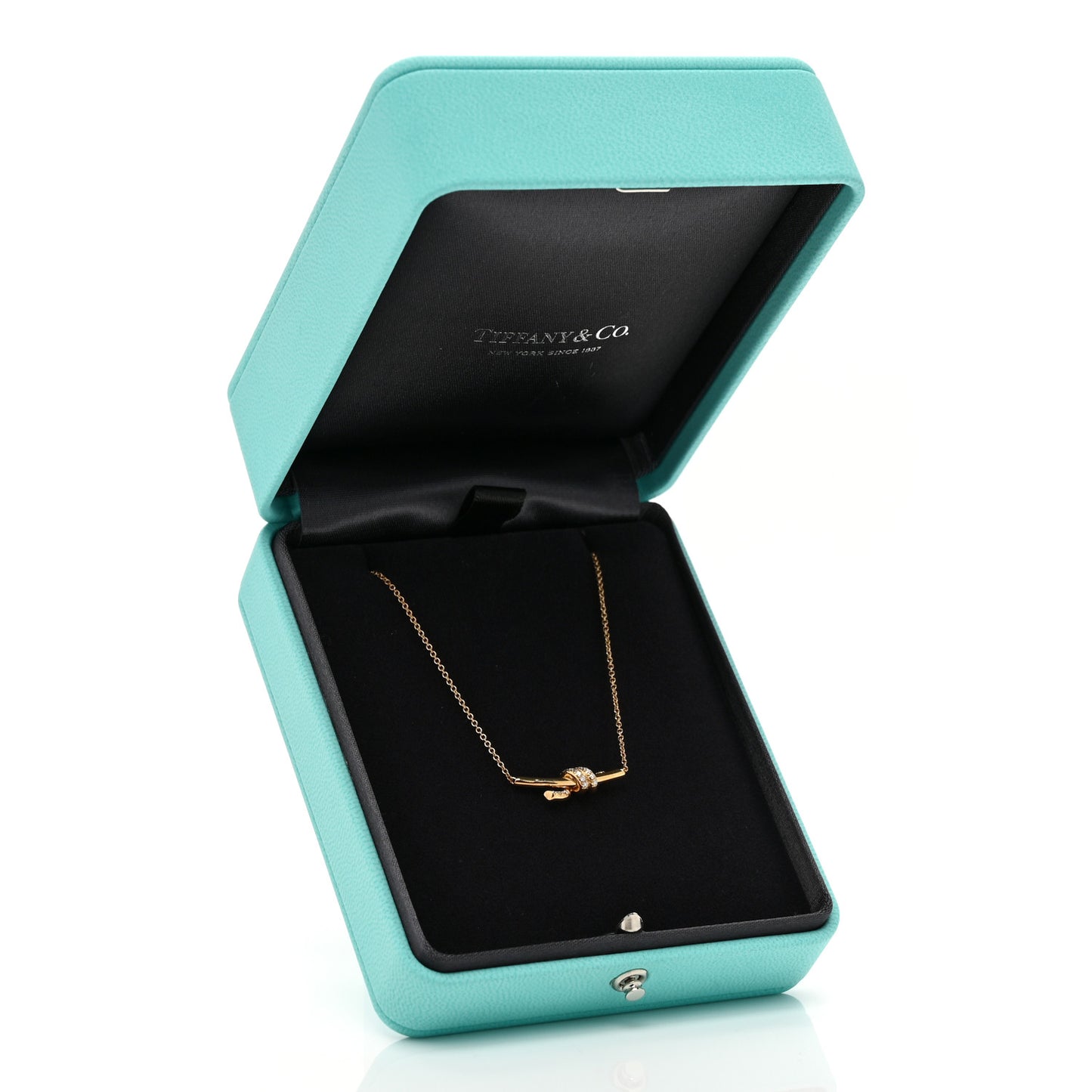 18K Yellow Gold Diamond Small Knot Necklace