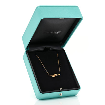 Tiffany 18K Yellow Gold Diamond Small Knot Necklace 6 of 6