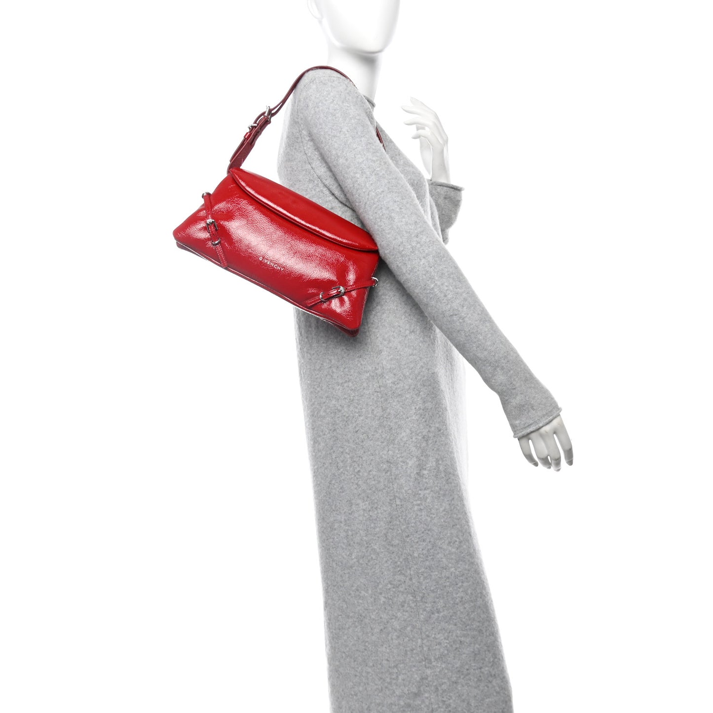 Patent Calfskin Small P'tit Voyou Shoulder Bag Vermillon