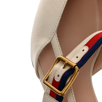Gucci Malaga Kid Sylvie Web Bamboo Low Heel Mules 36.5 White 11 of 12