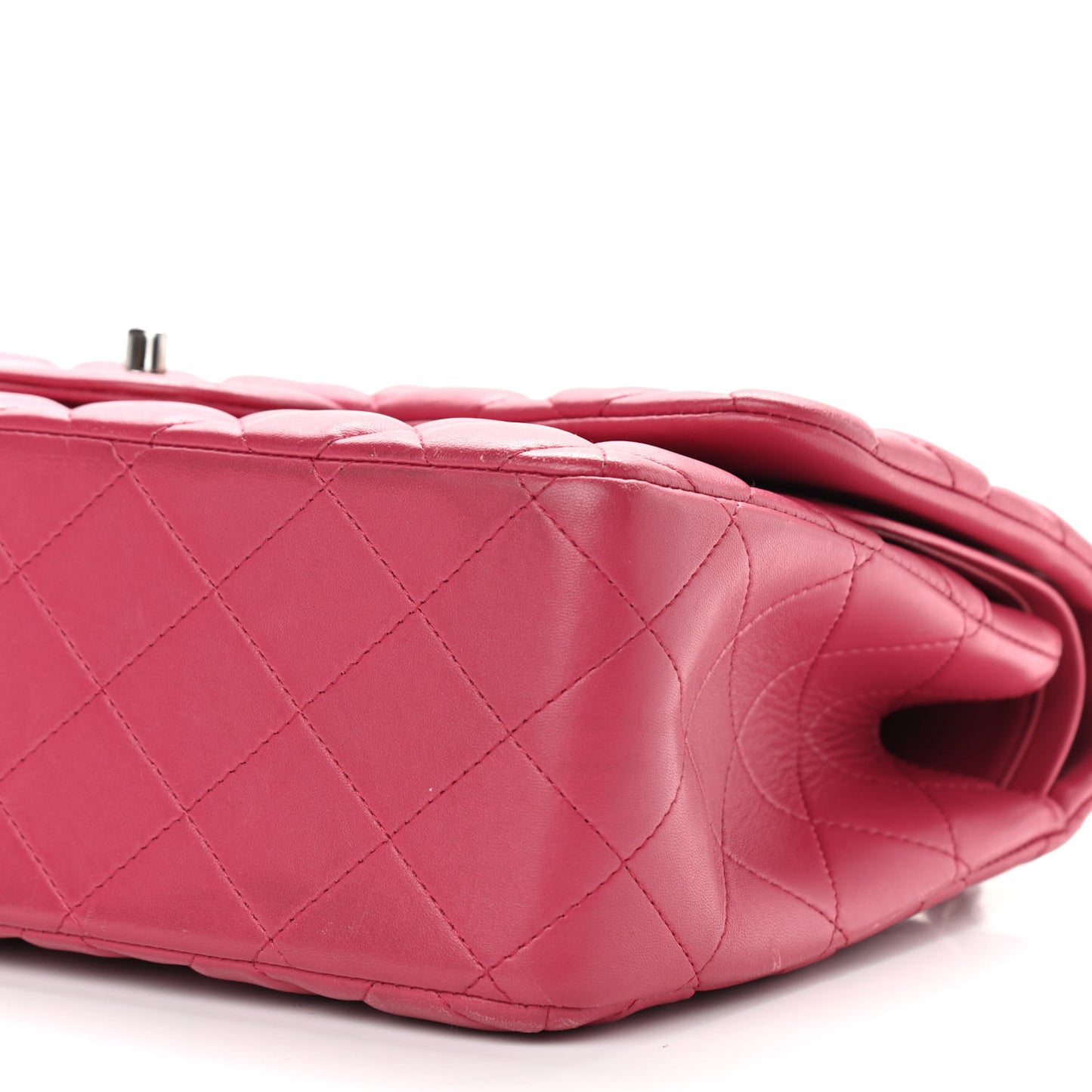 Lambskin Quilted Jumbo Double Flap Dark Pink