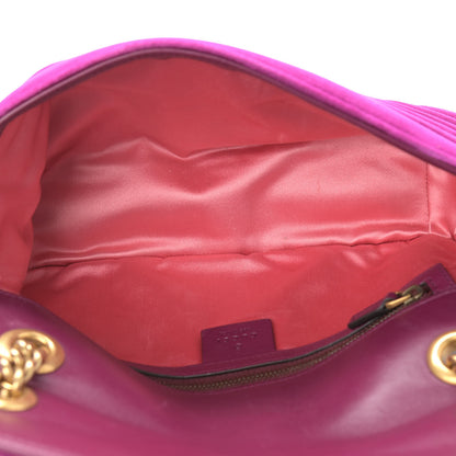 Gucci Velvet Matelasse Small GG Marmont Shoulder Bag Fuchsia Violet Cyclamen 5 of 14