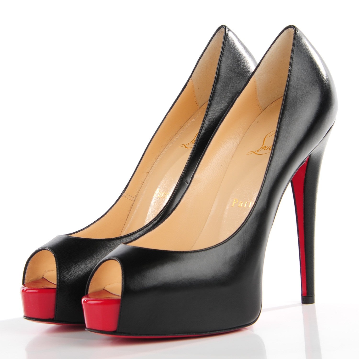 Christian Louboutin Kid Patent Vendome 120 Pumps 38.5 Black Red 3 of 6