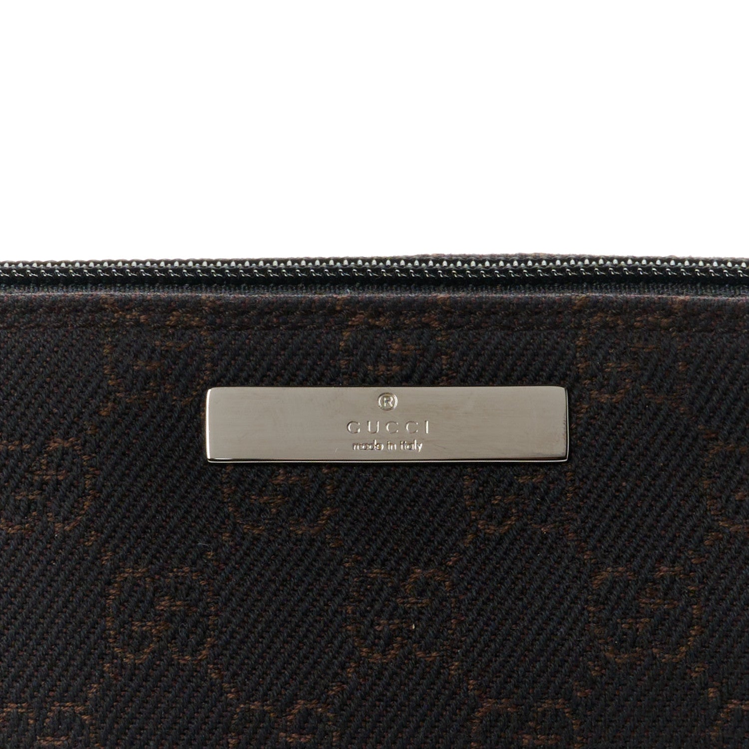 Gucci Denim Monogram Boat Pochette Dark Brown 8 of 10
