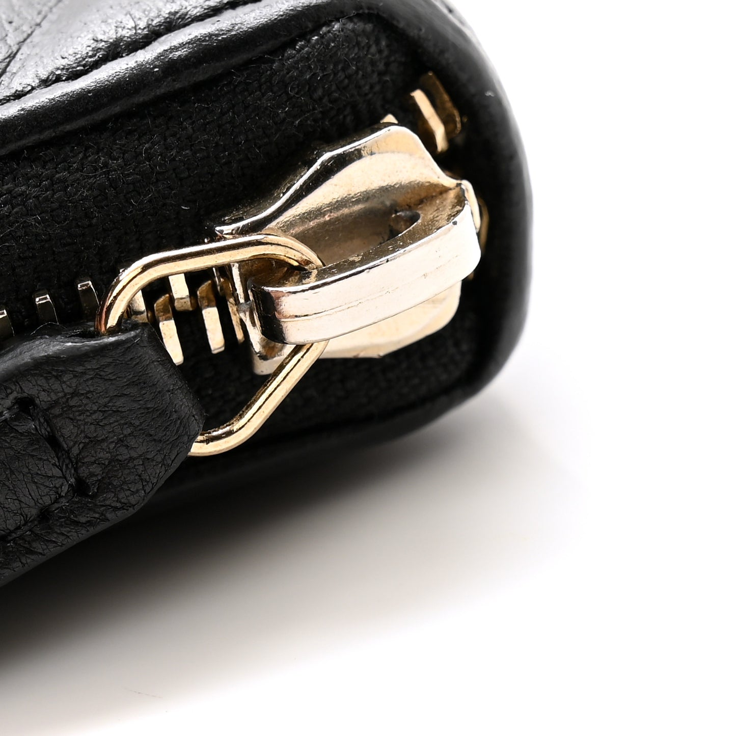 Lambskin Quilted Diamond Zip Around Wallet Black