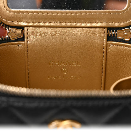 Chanel Lambskin Quilted Mini Pearl Crush Vanity Case With Chain Black 6 of 10