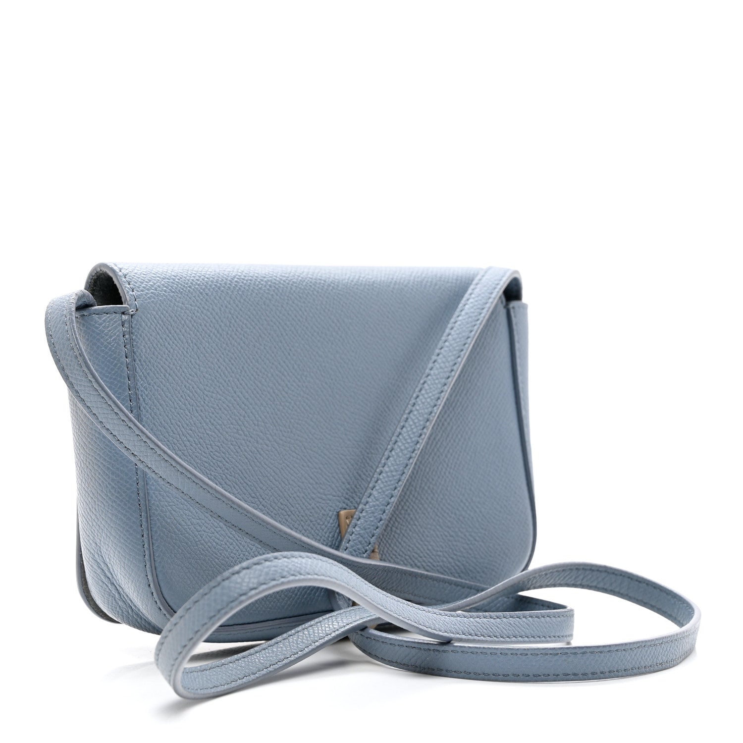 Celine Grained Shiny Calfskin Strap Clutch Slate Blue 2 of 9