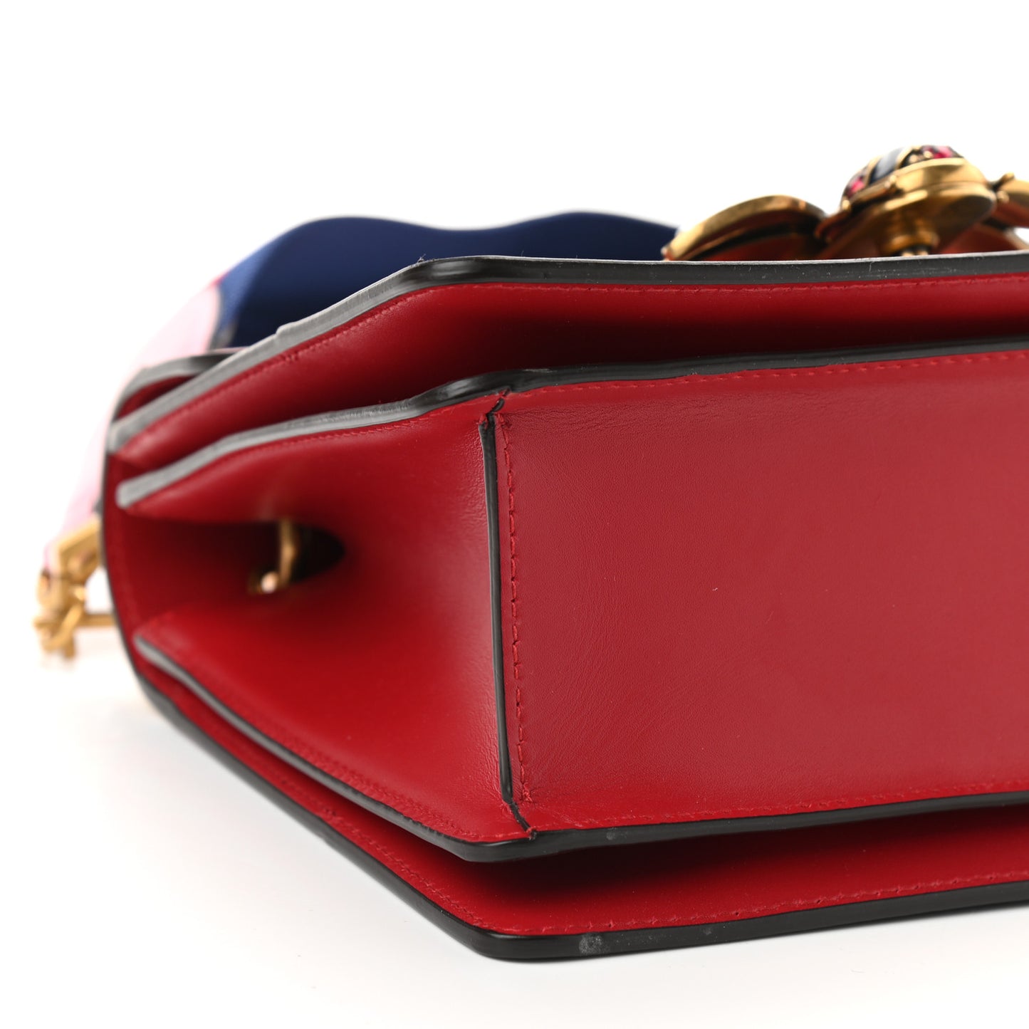 Calfskin Sylvie Web Small Queen Margaret Top Handle Bag Blue Agata Hibiscus Red Mystic White Sugar Pink