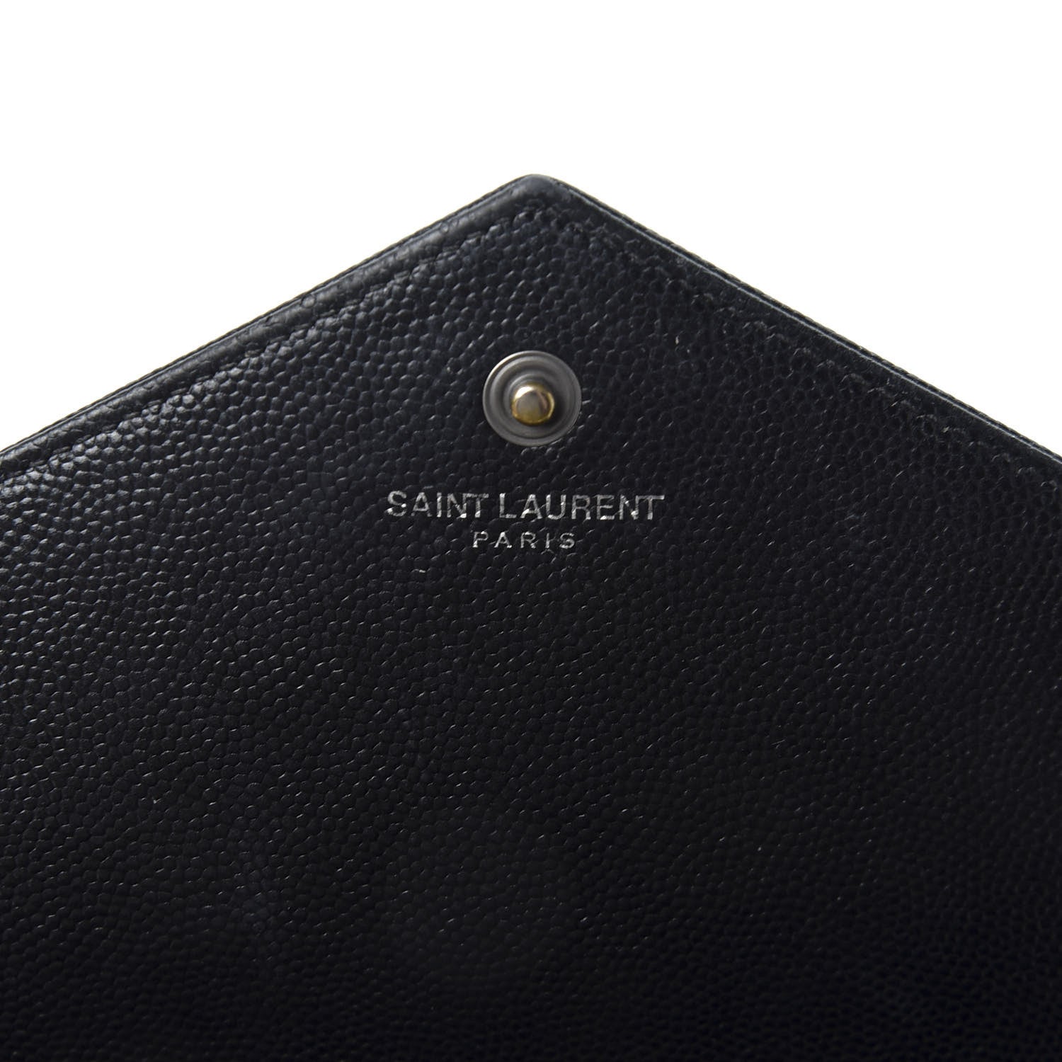 Saint Laurent Grain De Poudre Matelasse Chevron Monogram Chain Wallet Black 6 of 9