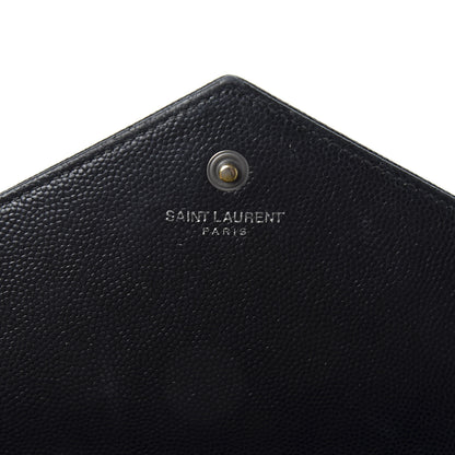 Saint Laurent Grain De Poudre Matelasse Chevron Monogram Chain Wallet Black 6 of 9