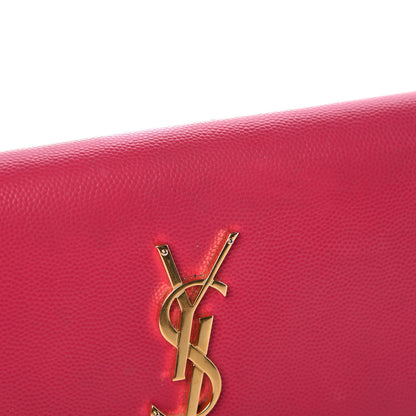 Saint Laurent Grain De Poudre Classic Monogram Cassandre Wallet Fuchsia 30 of 38