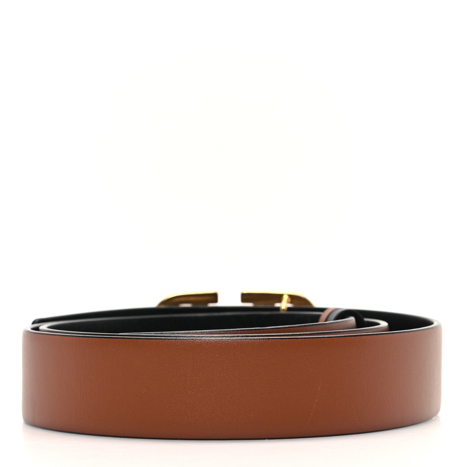 Valentino Garavani Glossy Calfskin VLogo Reversible 30mm Belt 85 34 Saddle Brown Black 2 of 5