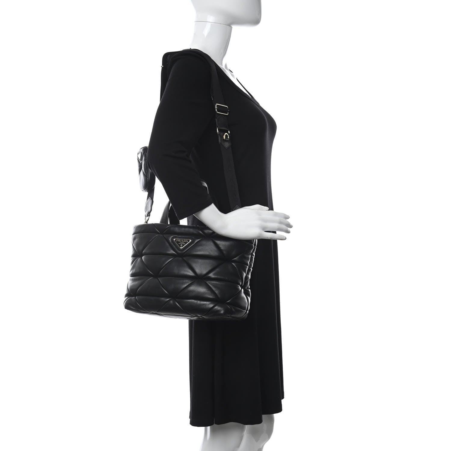 Prada Nappa Re-Nylon Triangle Quilted Patchwork System Tote Black 2 of 10