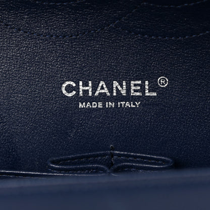 Chanel Caviar Chevron Quilted Jumbo Double Flap Navy 6 of 12