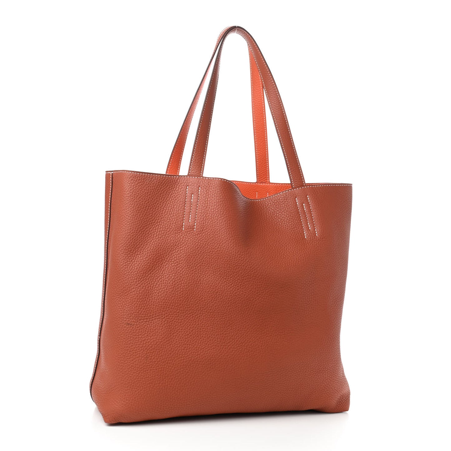 Taurillon Clemence Double Sens 36 Reversible Tote Orange Sanguine