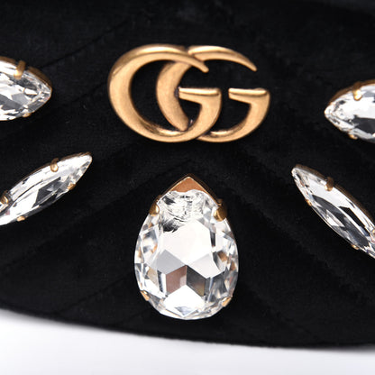 Gucci Velvet Matelasse Marquise Crystals GG Marmont Belt Bag 75 30 Black 18 of 20