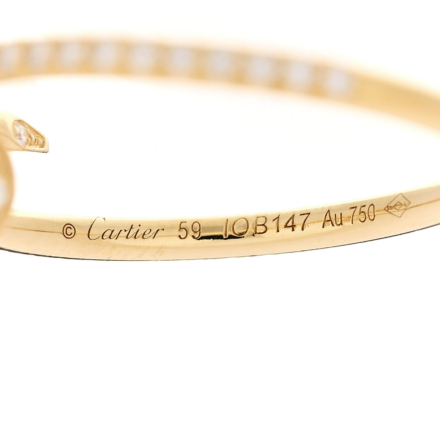 18K Yellow Gold Diamond Juste Un Clou Paved Ring 59 8.75
