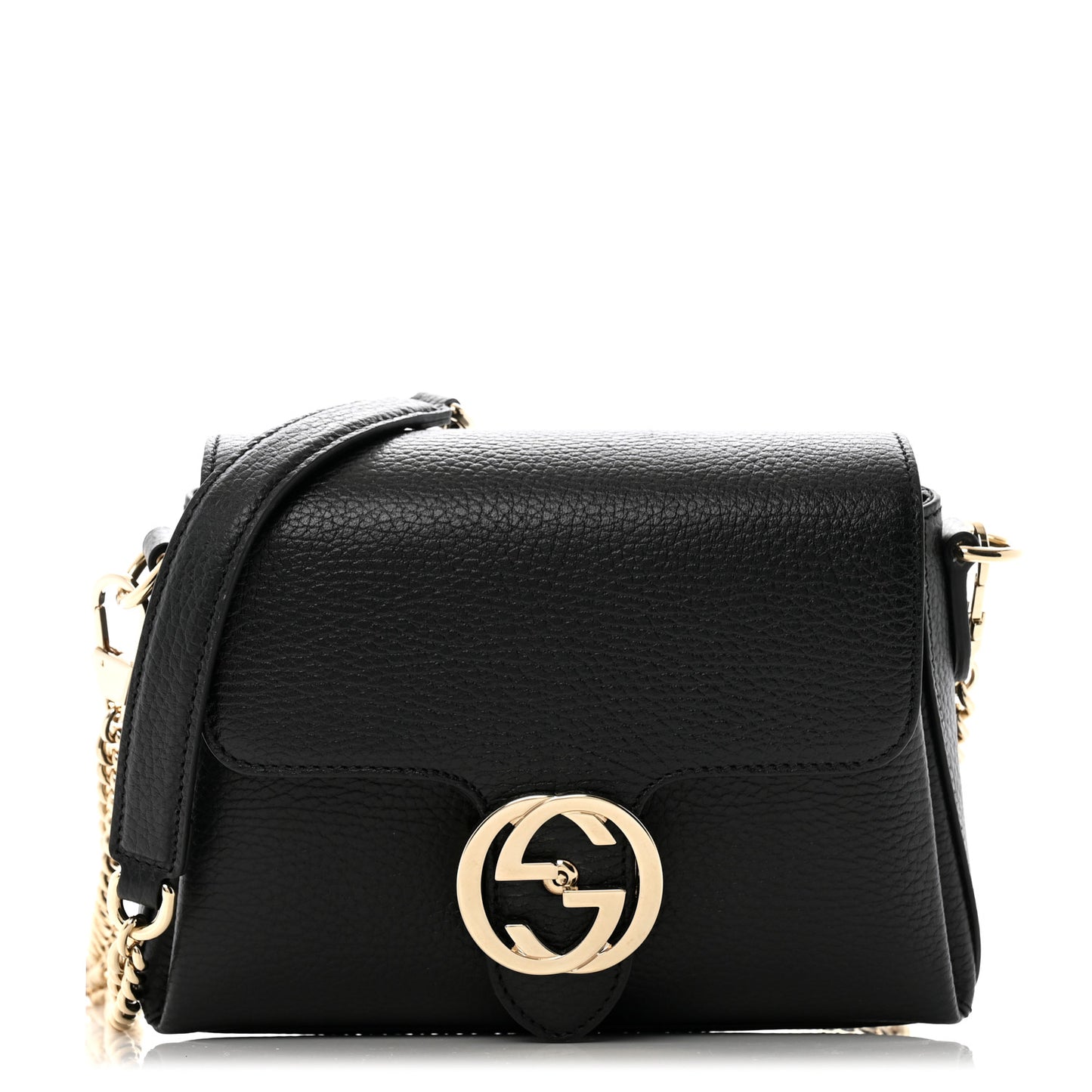 Dollar Calfskin Interlocking G Crossbody Bag Black