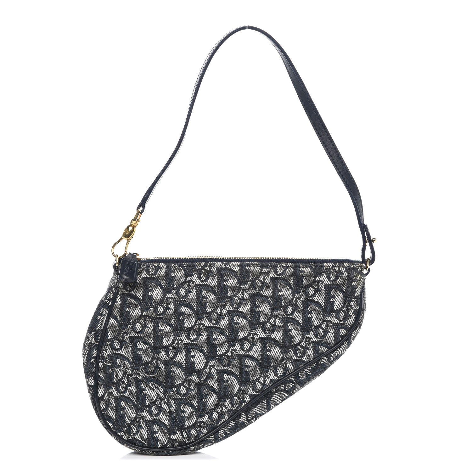 Christian Dior Monogram Mini Saddle Pochette Navy 1 of 7