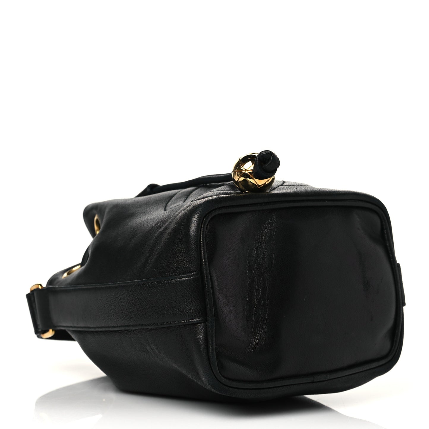 Lambskin Mini CC Drawstring Bag Black